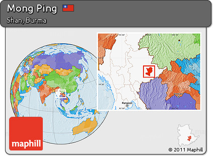 Political Location Map of Mong Ping, highlighted country
