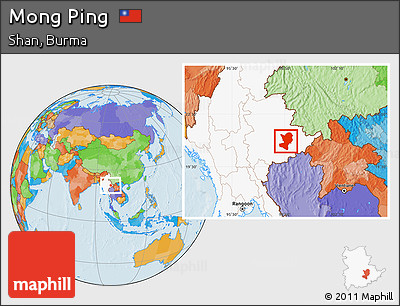 Political Location Map of Mong Ping, highlighted country