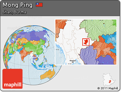 Political Location Map of Mong Ping, highlighted country