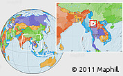 Political Location Map of Mong Ping, highlighted parent region, within the entire country
