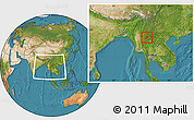 Satellite Location Map of Mong Ping, within the entire country