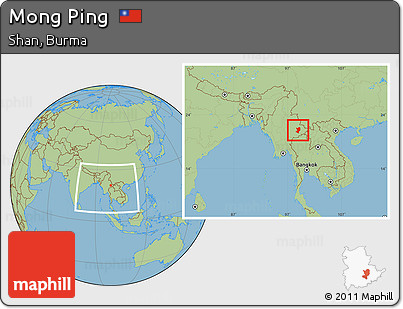 Savanna Style Location Map of Mong Ping, within the entire country