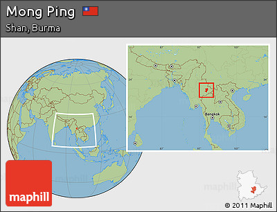 Savanna Style Location Map of Mong Ping, within the entire country