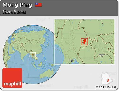 Savanna Style Location Map of Mong Ping