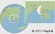 Savanna Style Location Map of Mong Ping, highlighted country, within the entire country