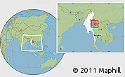 Savanna Style Location Map of Mong Ping, highlighted country, highlighted parent region, within the entire country