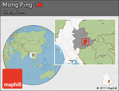 Savanna Style Location Map of Mong Ping, highlighted country, highlighted parent region
