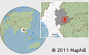 Savanna Style Location Map of Mong Ping, highlighted country, highlighted parent region, hill shading