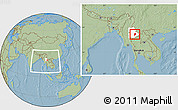 Savanna Style Location Map of Mong Ping, highlighted parent region, within the entire country, hill shading