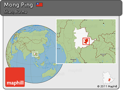 Savanna Style Location Map of Mong Ping, highlighted parent region