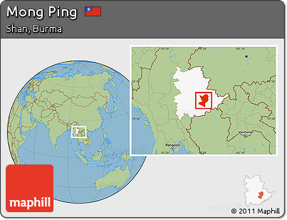 Savanna Style Location Map of Mong Ping, highlighted parent region