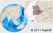 Shaded Relief Location Map of Mong Ping, highlighted country, highlighted parent region