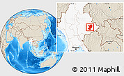 Shaded Relief Location Map of Mong Ping, highlighted country