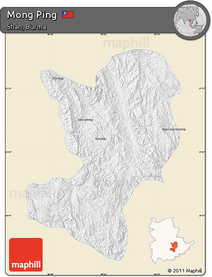 Classic Style Map of Mong Ping, single color outside
