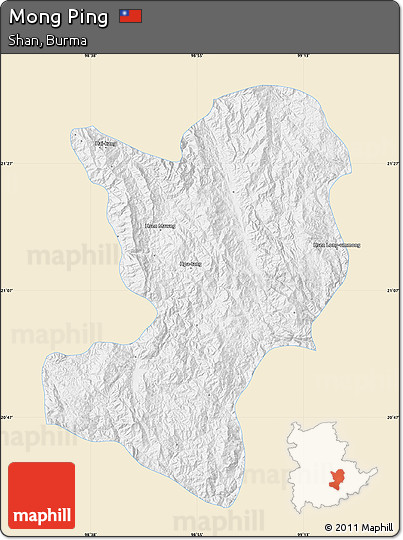 Classic Style Map of Mong Ping, single color outside