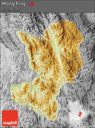Physical Map of Mong Ping, desaturated