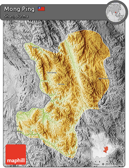 Physical Map of Mong Ping, desaturated