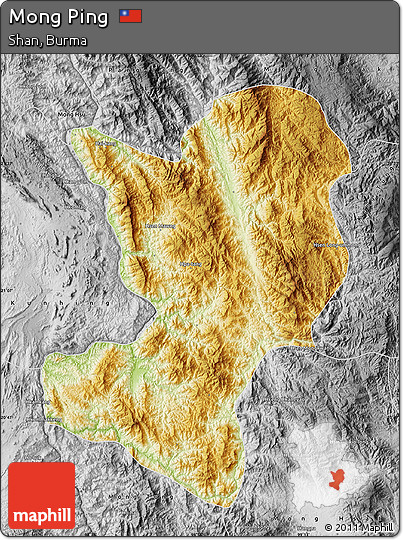 Physical Map of Mong Ping, desaturated
