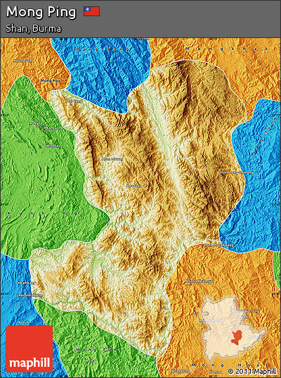 Physical Map of Mong Ping, political outside