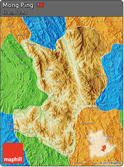 Physical Map of Mong Ping, political outside