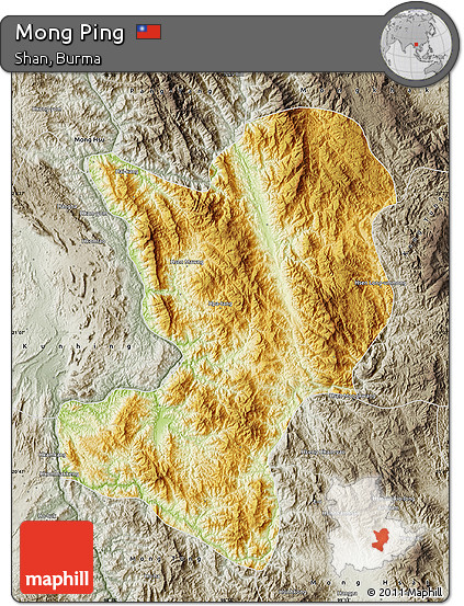 Physical Map of Mong Ping, semi-desaturated