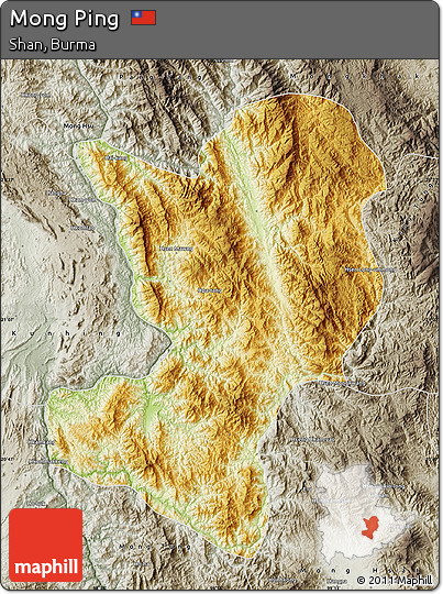 Physical Map of Mong Ping, semi-desaturated