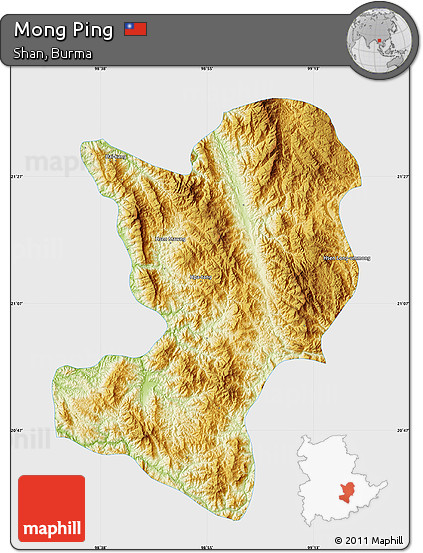 Physical Map of Mong Ping, single color outside