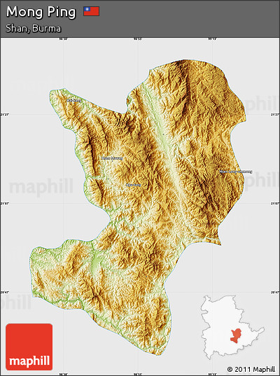 Physical Map of Mong Ping, single color outside