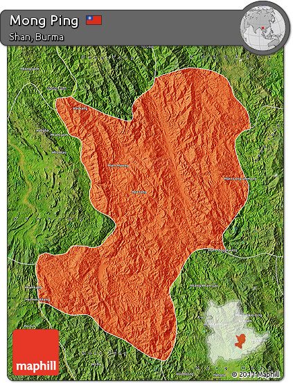 Political Map of Mong Ping, satellite outside