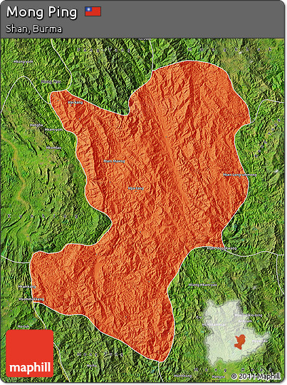 Political Map of Mong Ping, satellite outside