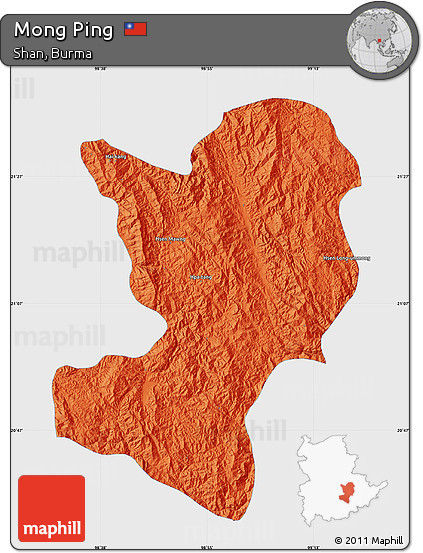 Political Map of Mong Ping, single color outside