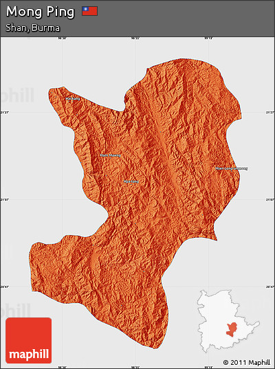Political Map of Mong Ping, single color outside