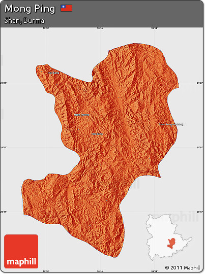 Political Map of Mong Ping, single color outside