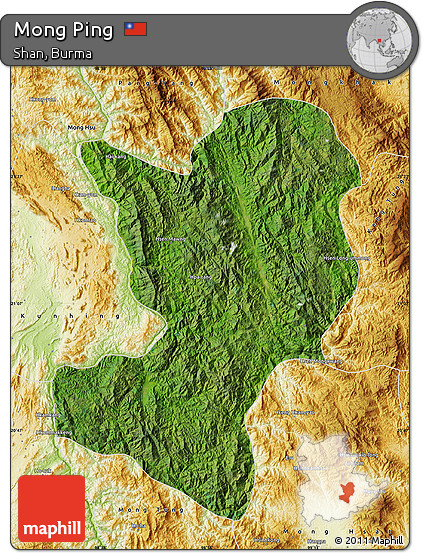 Satellite Map of Mong Ping, physical outside