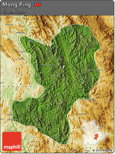 Satellite Map of Mong Ping, physical outside