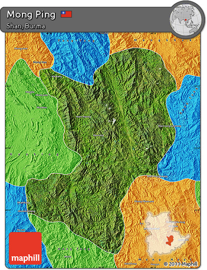 Satellite Map of Mong Ping, political outside