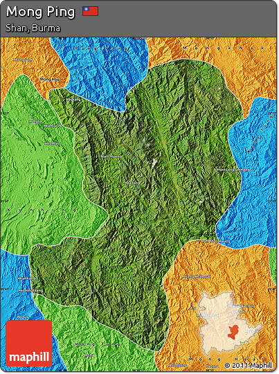 Satellite Map of Mong Ping, political outside