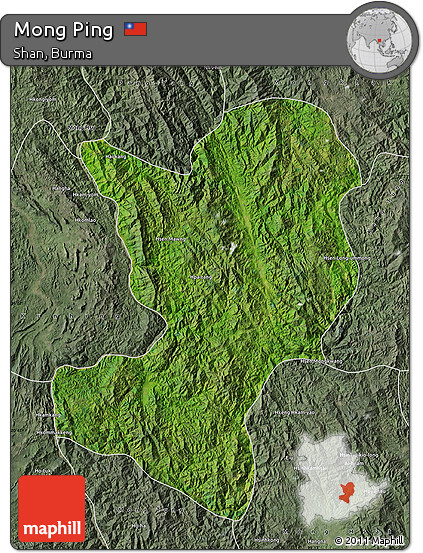 Satellite Map of Mong Ping, semi-desaturated