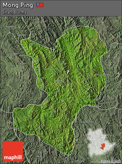 Satellite Map of Mong Ping, semi-desaturated
