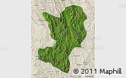Satellite Map of Mong Ping, shaded relief outside