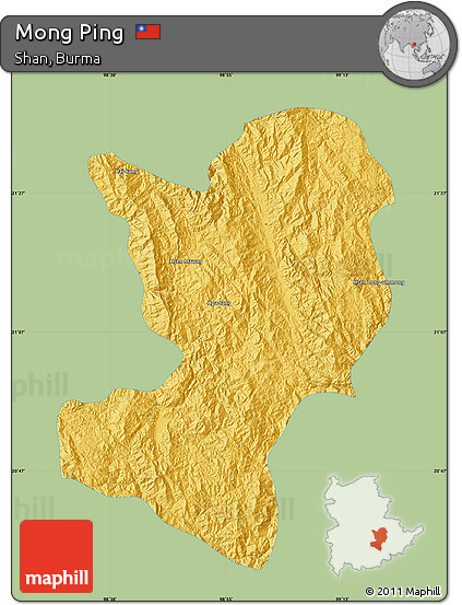 Savanna Style Map of Mong Ping, single color outside
