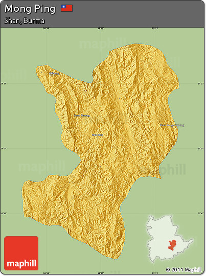 Savanna Style Map of Mong Ping, single color outside