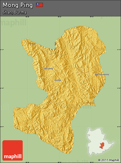 Savanna Style Map of Mong Ping, single color outside