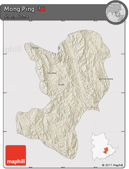 Shaded Relief Map of Mong Ping, cropped outside
