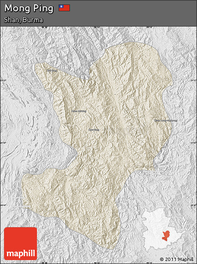 Shaded Relief Map of Mong Ping, lighten, desaturated