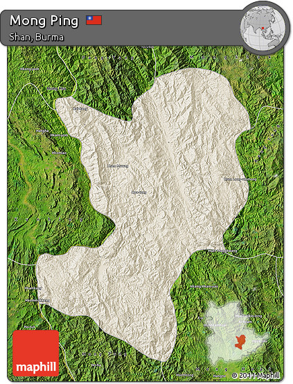 Shaded Relief Map of Mong Ping, satellite outside