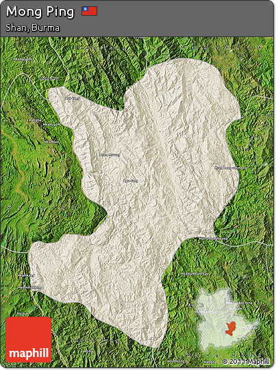 Shaded Relief Map of Mong Ping, satellite outside