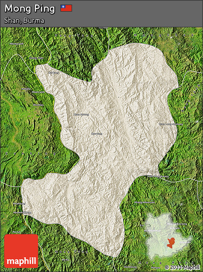 Shaded Relief Map of Mong Ping, satellite outside