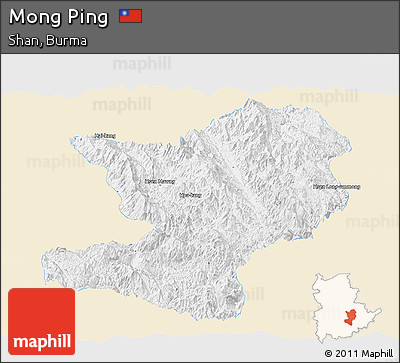 Classic Style Panoramic Map of Mong Ping, single color outside