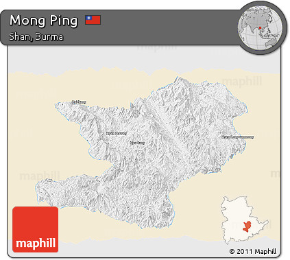 Classic Style Panoramic Map of Mong Ping, single color outside